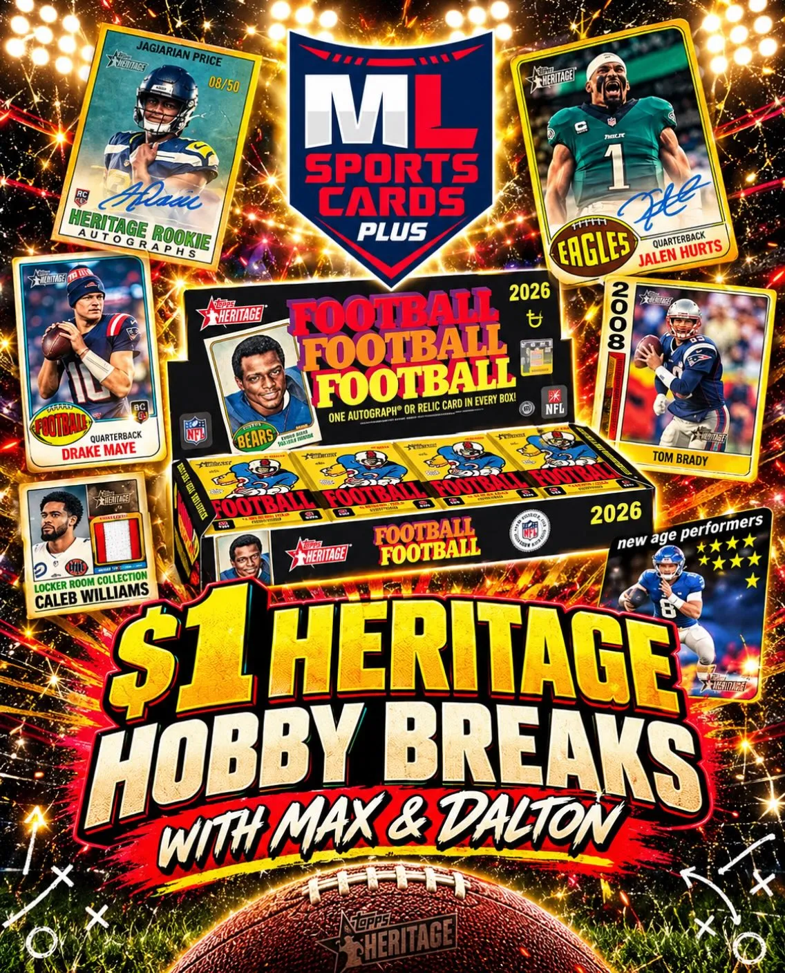 2026 Topps Heritage Football Hobby Team Break!  Thursday Night At 6PM With Max & Dalton! On eBay Live!