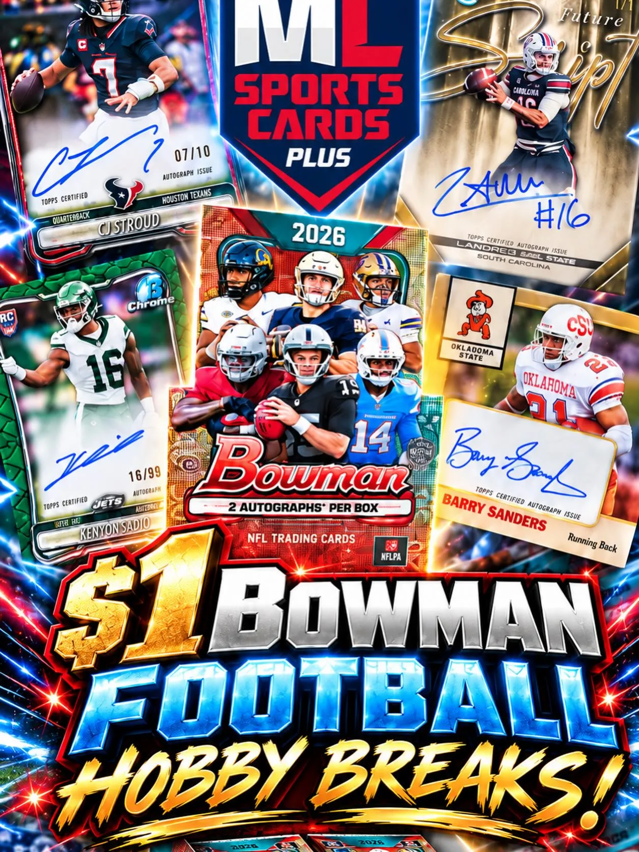 11AM EST On Saturday $1 Team Auctions On eBay Live!
2026 Bowman Football With John & Max! https://www.ebay.com/ebaylive/sellers/ie_g61vlQla #topps #bowman #ebay #ebaylive #football