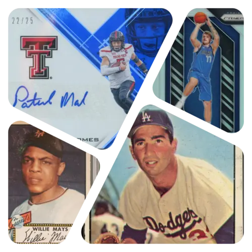 Patrick Mahomes Signed Texas Tech, Luka Doncic, Willie Mays, Sanford Koufax Sports Cards